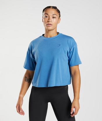 Gymshark Gs Power Beskurna Toppar Dam Blå | SE 2549HAP